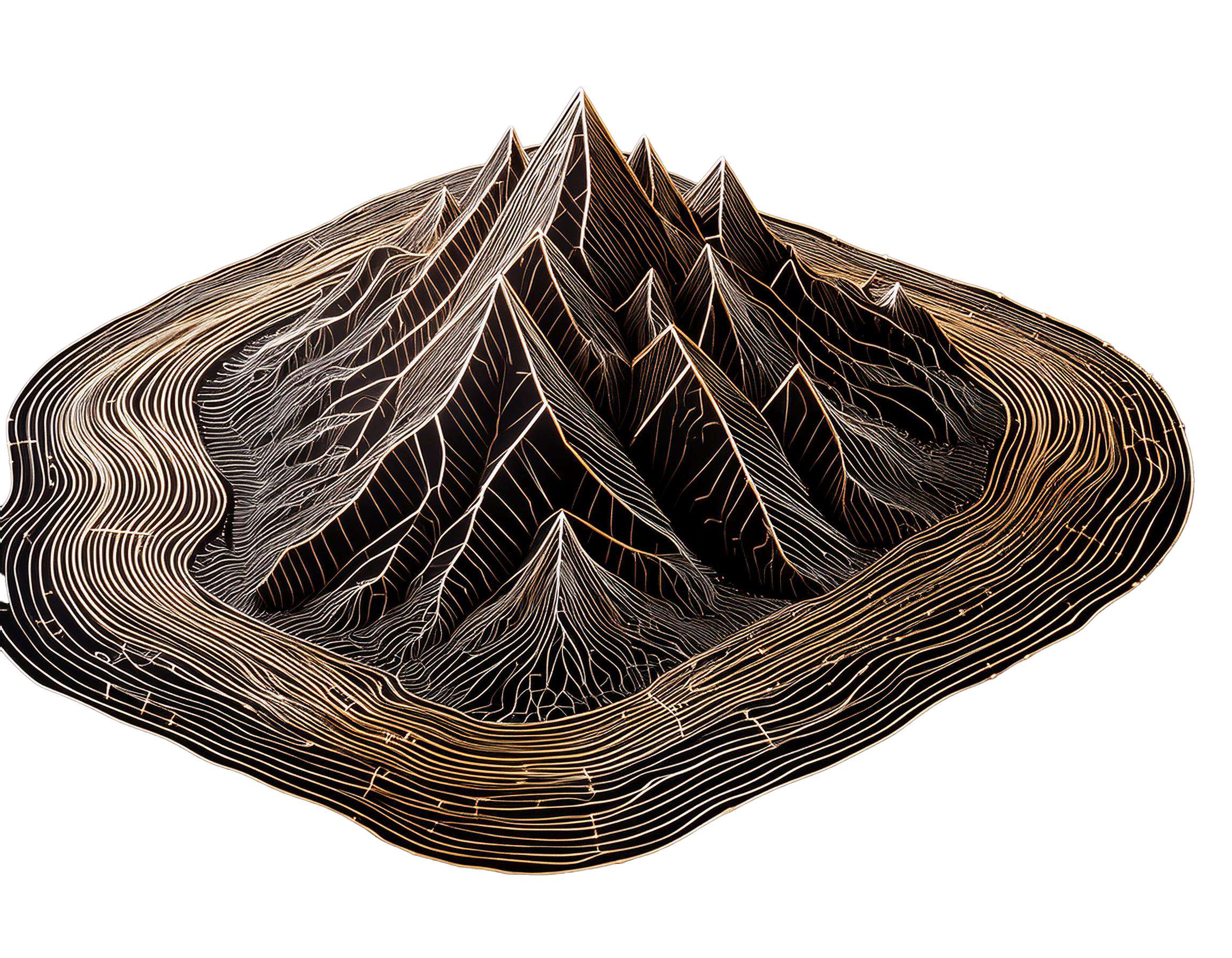 Wireframe illustration of mining topography